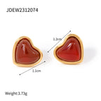 Gold-Tone Red Heart Stainless Steel Earring Collection — wholesale view 7