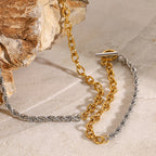 Two-tone stainless steel alternating link bracelet styled view