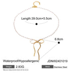 Bow necklace with length and pendant measurements