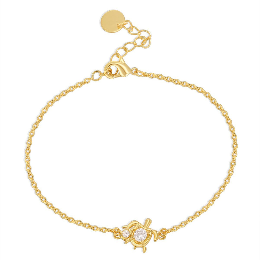 full view of the turtle bracelet with lobster clasp and extension chain