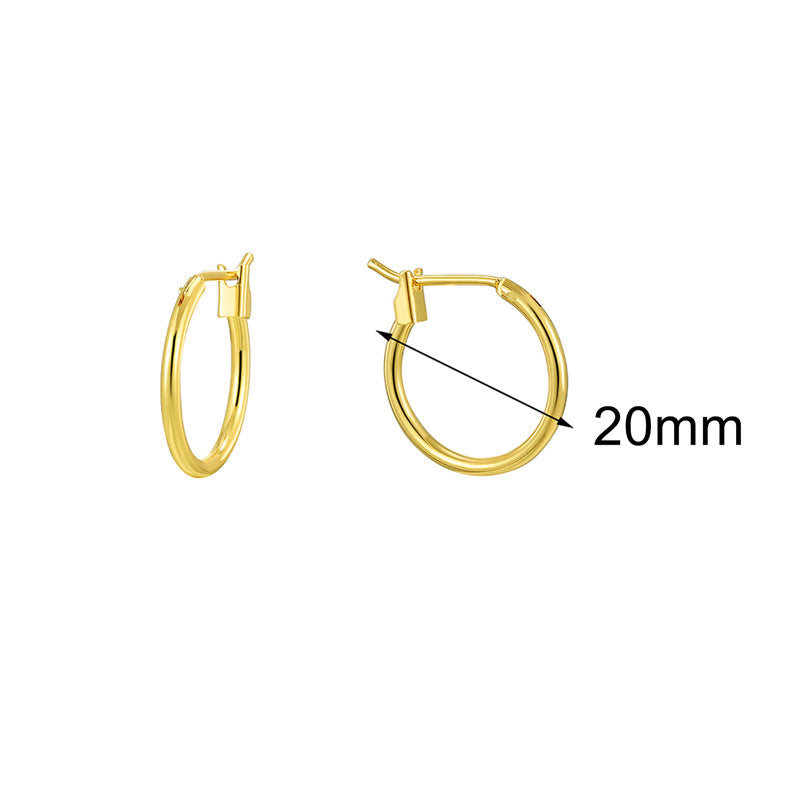 gold plated slim round hoop earrings in 20 mm diameter