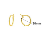 gold plated slim round hoop earrings in 20 mm diameter