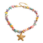 Full starfish bead necklace with textured pendant
