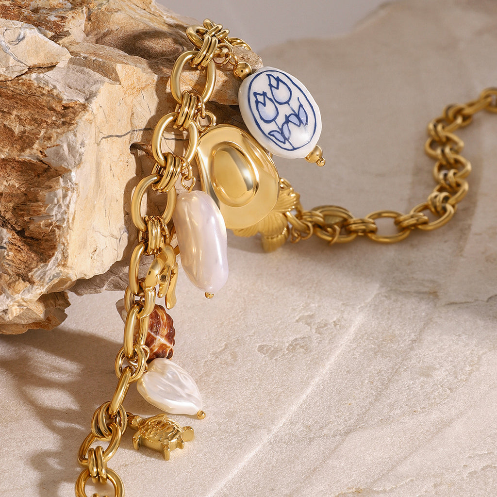 Gold-Tone Coastal Charm Stainless Steel Necklace — wholesale view 3
