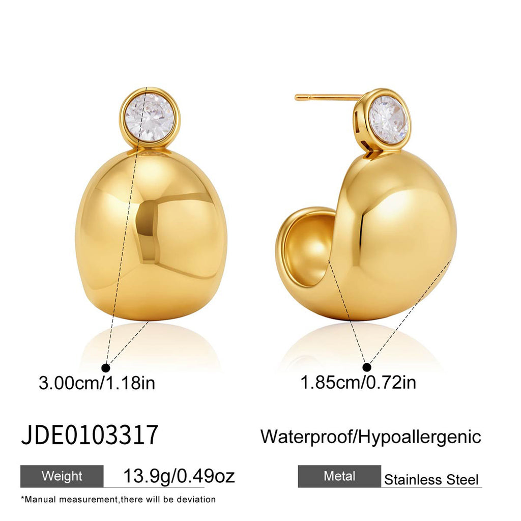 Domed zirconia stud dimensions and stainless steel reference
