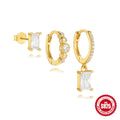 gold plated 925 sterling silver mixed zirconia earring set