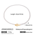 Pearl-Look Bead Stainless Steel Necklace with Ring Clasp size and proportion reference