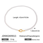 Pearl-Look Bead Stainless Steel Necklace with Ring Clasp size and proportion reference
