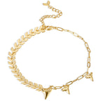 isolated mixed-link anklet with three tapered spike charms