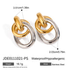 Two-Tone Interlocking Stainless Steel Drop Earrings — wholesale view 5
