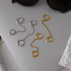 gold plated and silver-finish chain connector earrings together