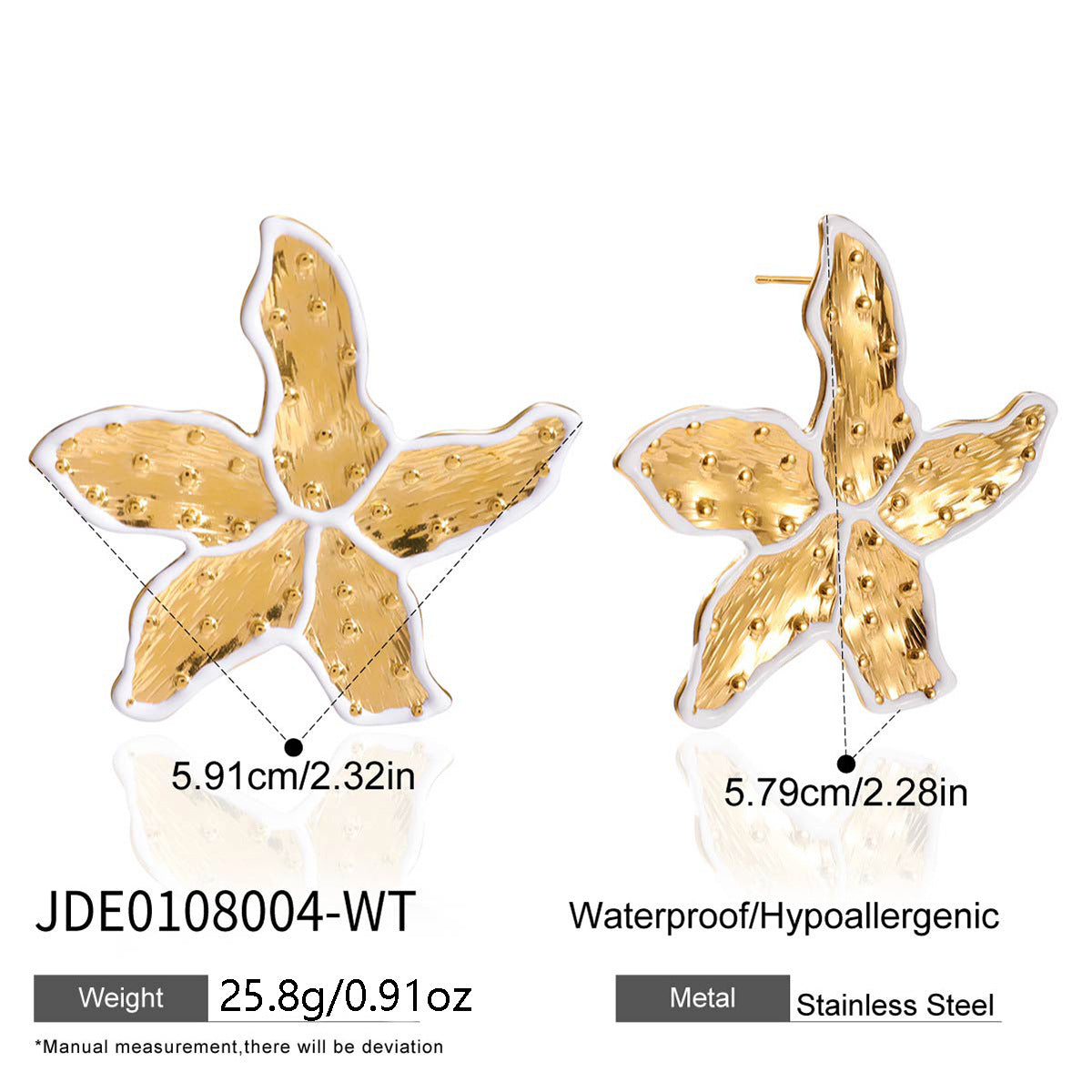 Gold-Tone Multicolor Flower Stainless Steel Stud Earrings size and proportion reference