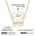 Triple heart-shaped clear stone necklace with 42 plus 5 cm diagram
