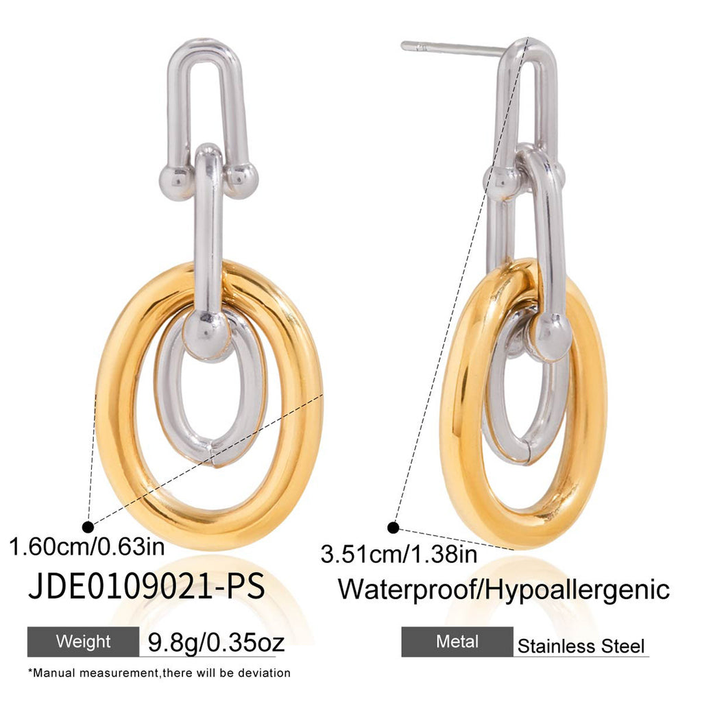 Two-Tone Interlocking Stainless Steel Drop Earrings variant reference