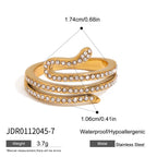 Wholesale Gold-Tone Stainless Steel Green Accent Open Ring Collection - close-up