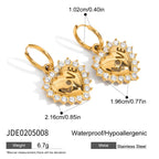 Stainless Steel Heart and Clear Accent Earring Collection – detail view