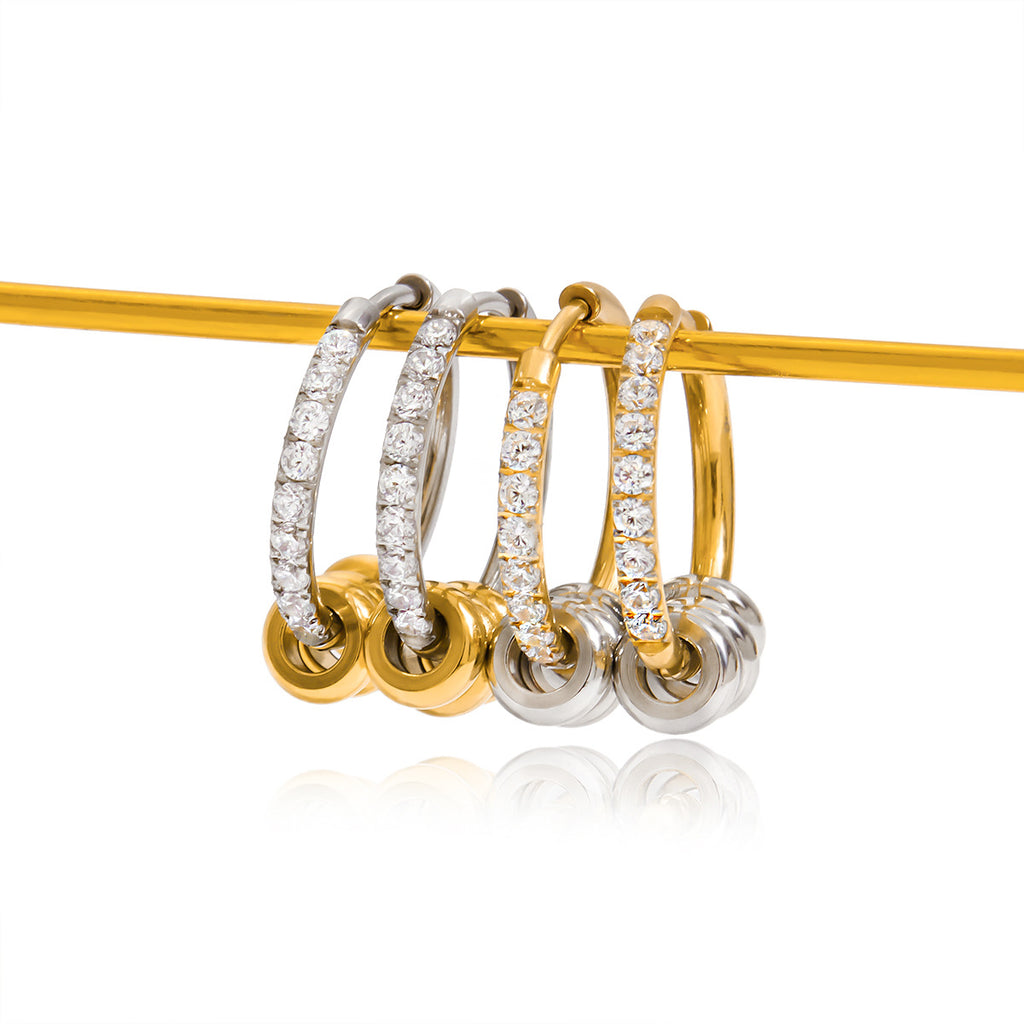 Clear Stone Stainless Steel Earring Collection – product view 3