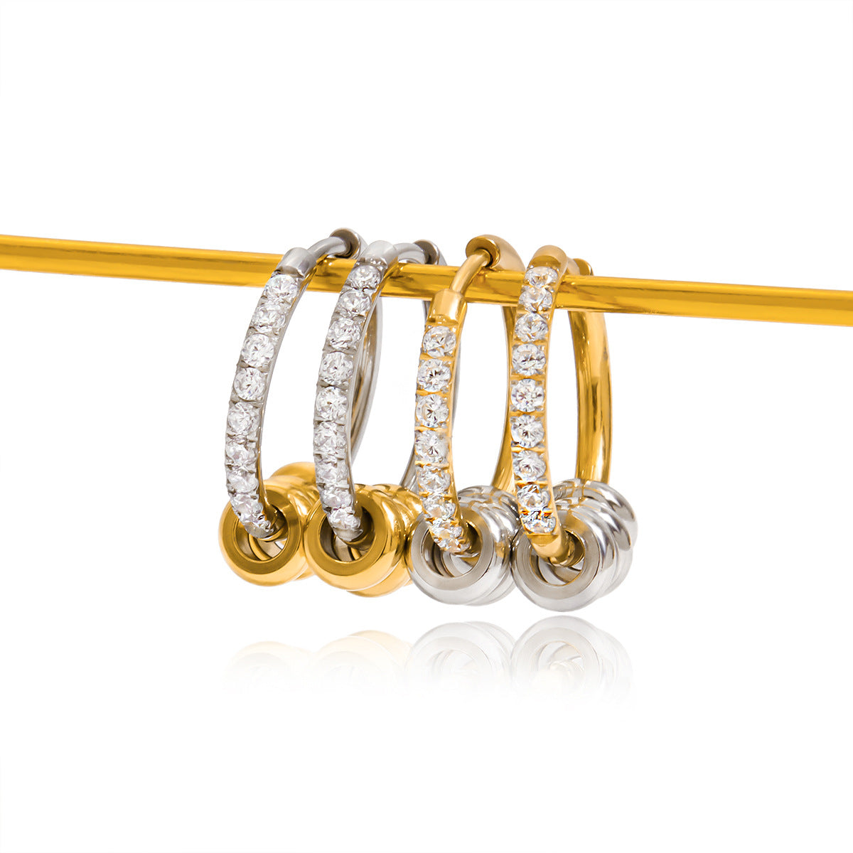 Clear Stone Stainless Steel Earring Collection – product view 3