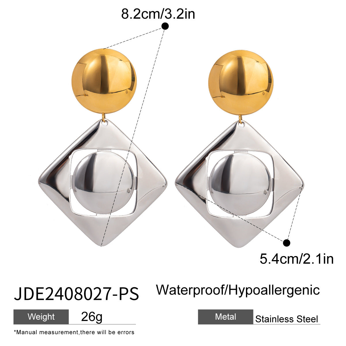 Gold-Tone and Two-Tone Stainless Steel Statement Drop Earrings variant reference