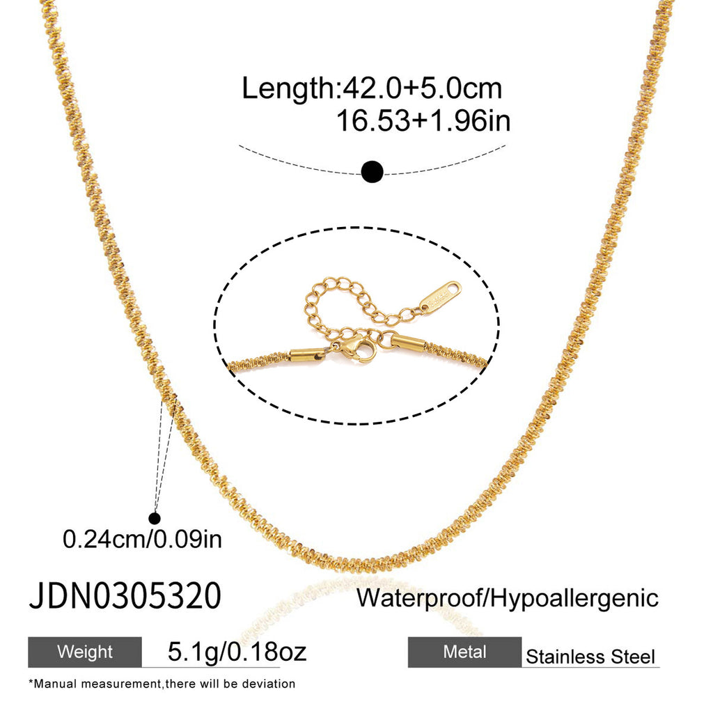 Wheat chain necklace with width and length dimensions