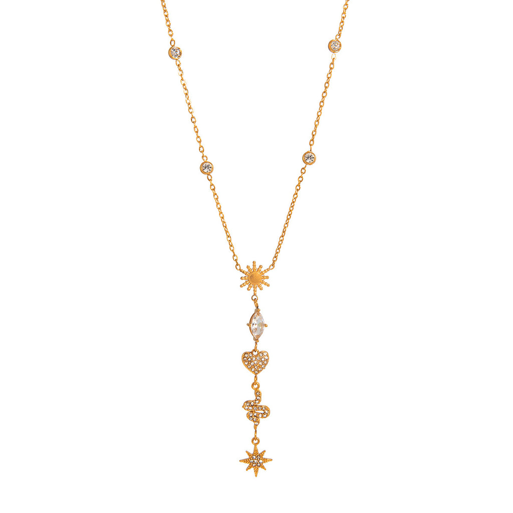 Fine station chain and celestial drop on white
