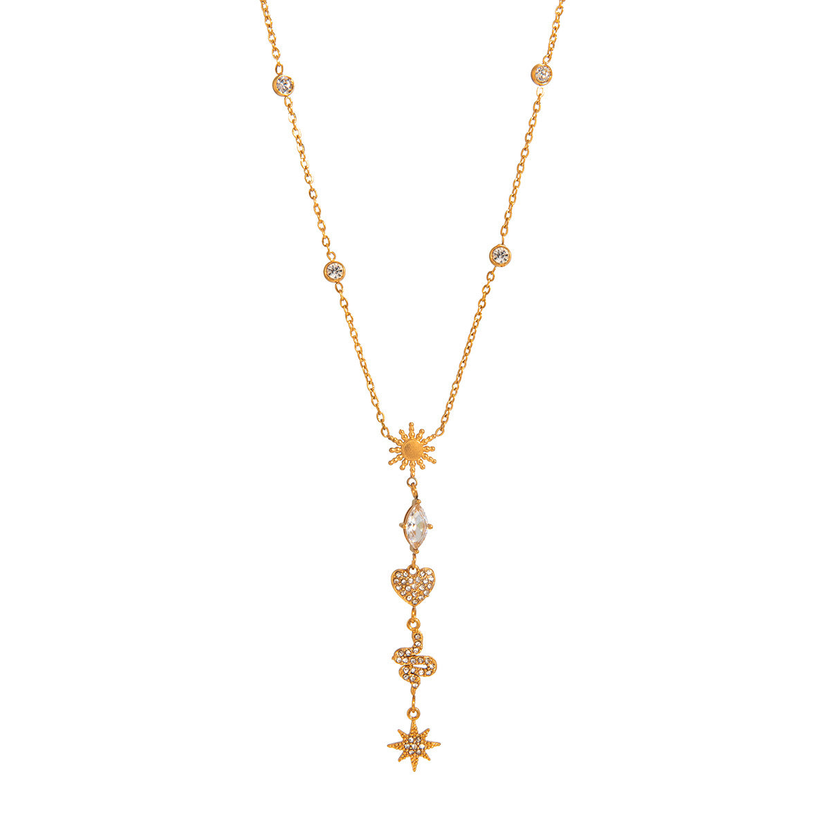 Fine station chain and celestial drop on white