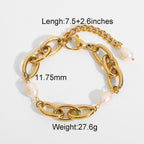 oval-link pearl bracelet dimensions and 27.6 g listed weight