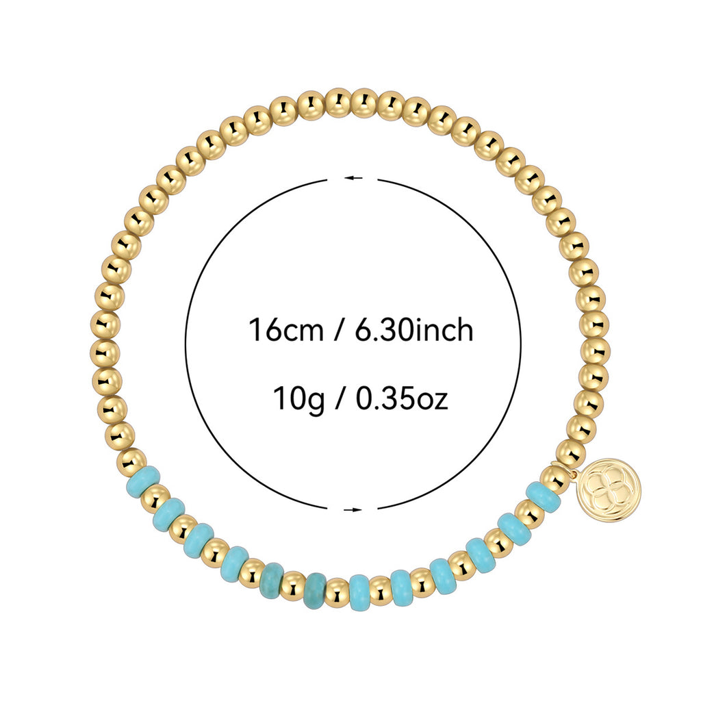 round bead bracelet with supplier-listed 16 cm size and 10 g weight