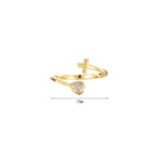 Gold Plated Brass Cross and Heart Zirconia Open Ring — ring dimension diagram