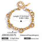 Two-tone twisted link bracelet with clasp and measurements