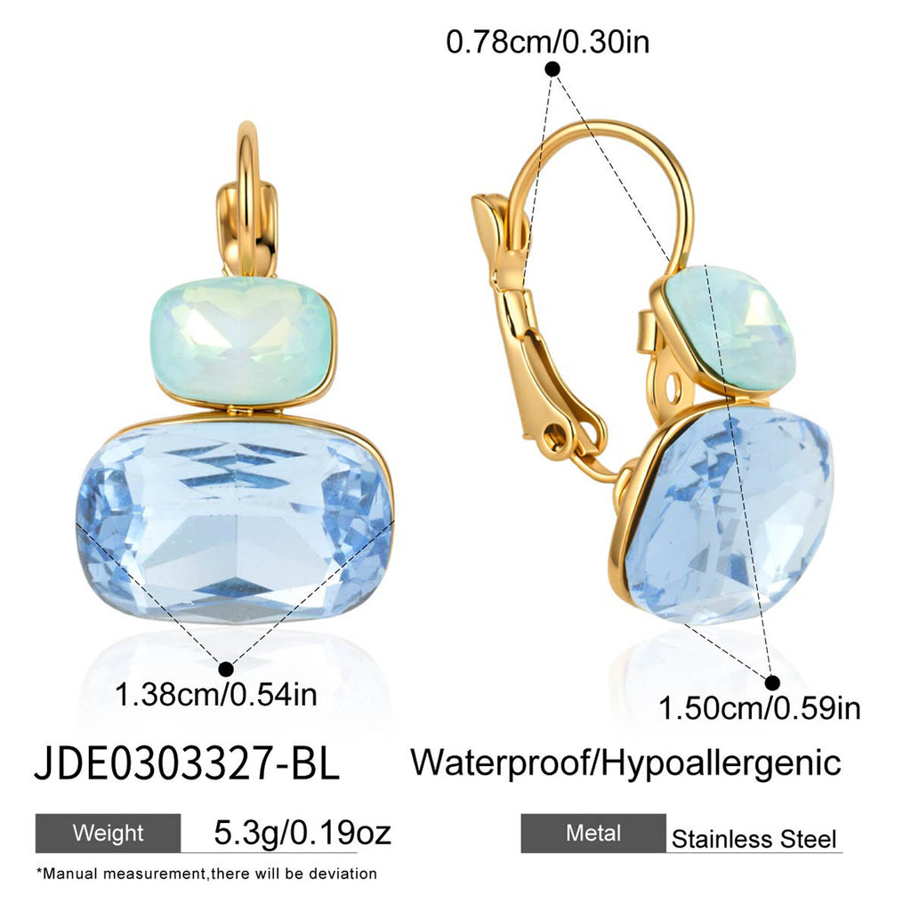 Blue and pale aqua stone earring dimensions