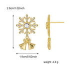 Snowflake bell earring size diagram showing 26 by 16 mm