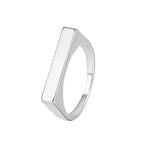 silver-finish rectangular bar signet ring on white