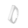 silver-finish rectangular bar signet ring on white