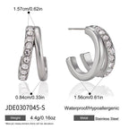 Stainless Steel Hoop, Ear Cuff and Heart Stud Earring Collection alternate variant view
