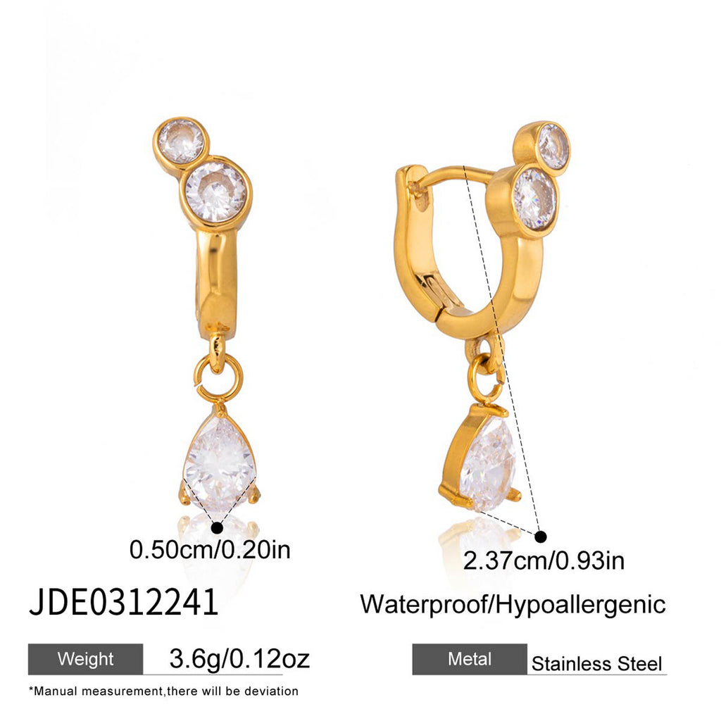 Pear drop earring dimensions and settings