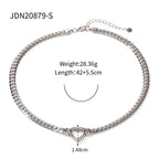 Heart Centerpiece Stainless Steel Curb Chain Necklaces — curb-link detail
