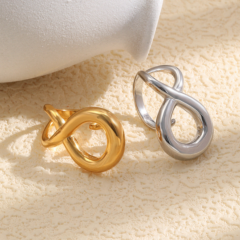 gold plated and silver stainless steel infinity open rings