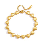 Full heart-link chain bracelet with lobster clasp and extender