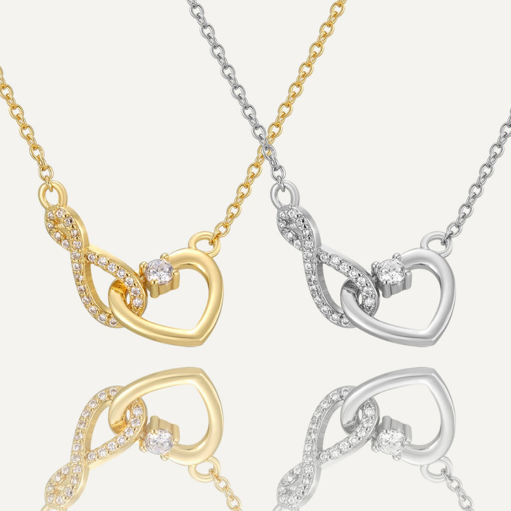gold plated and silver-finish infinity heart chain necklaces