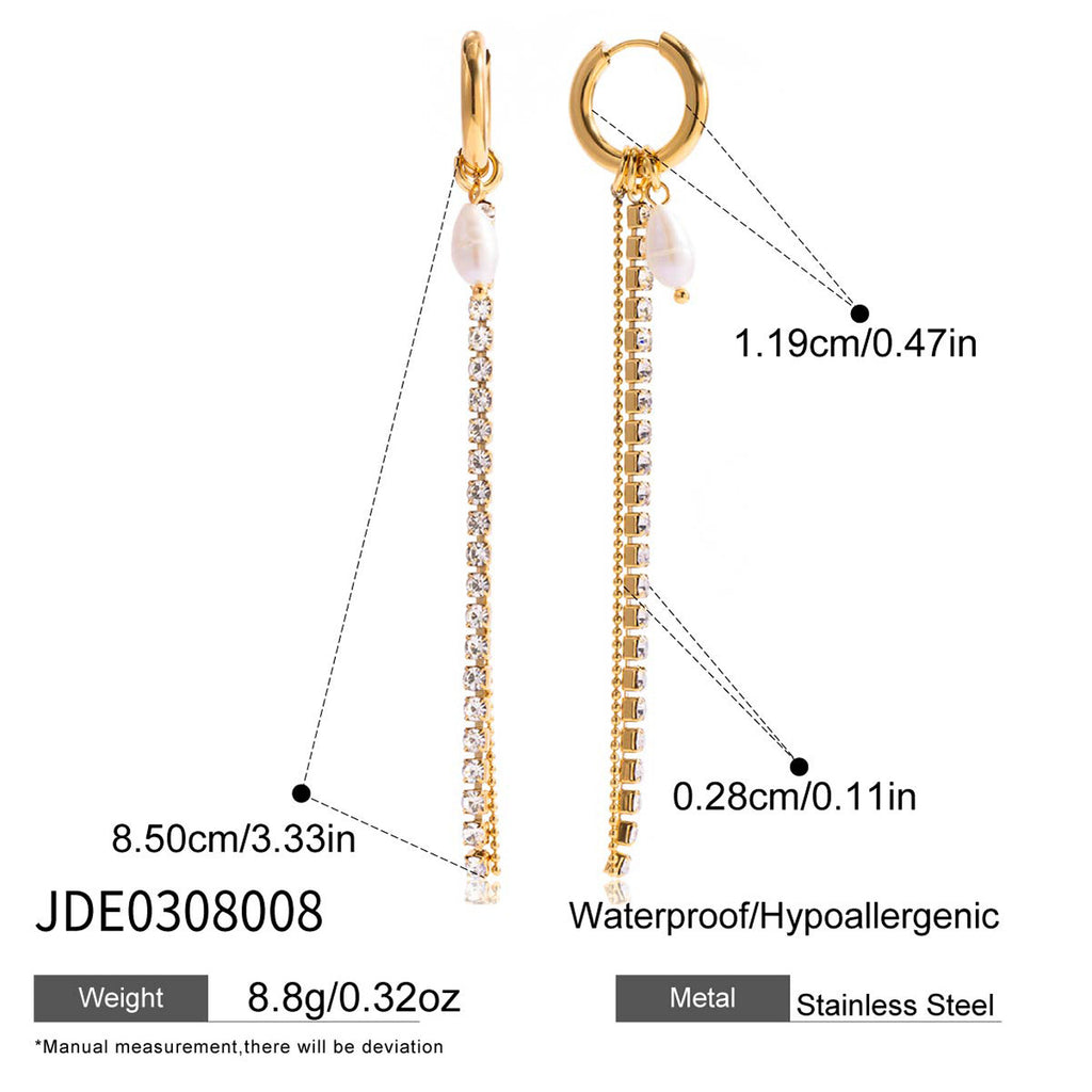 Gold-Tone Clear Accent Tassel Stainless Steel Drop Earrings variant reference