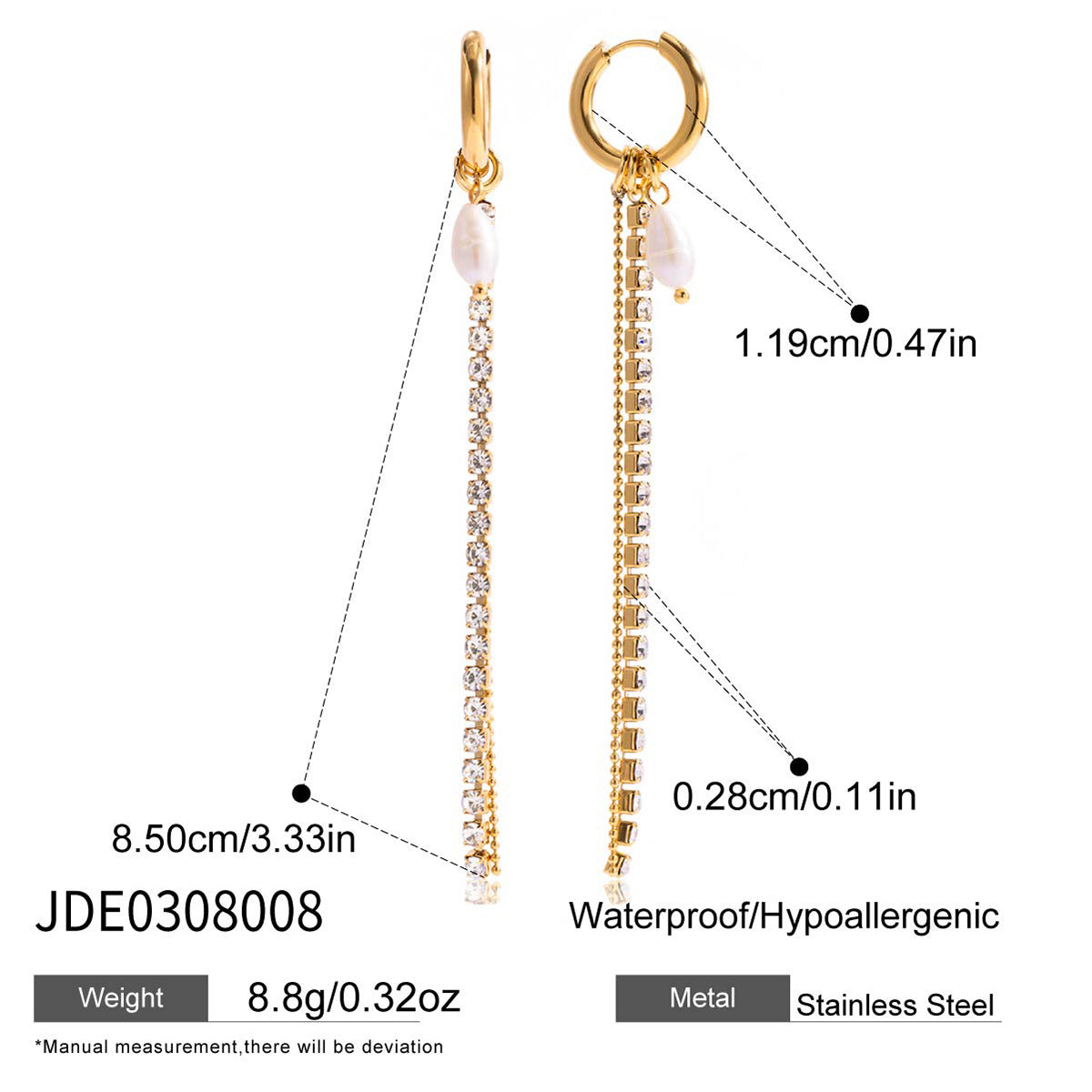 Gold-Tone Clear Accent Tassel Stainless Steel Drop Earrings variant reference