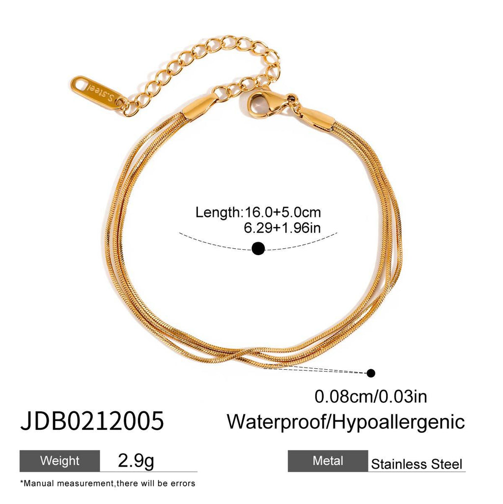 Gold-tone fine snake chain bracelet length
