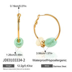 Aqua and white resin bead hoop measurement image