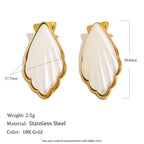 white acrylic shell stud earrings with dimensions and weight
