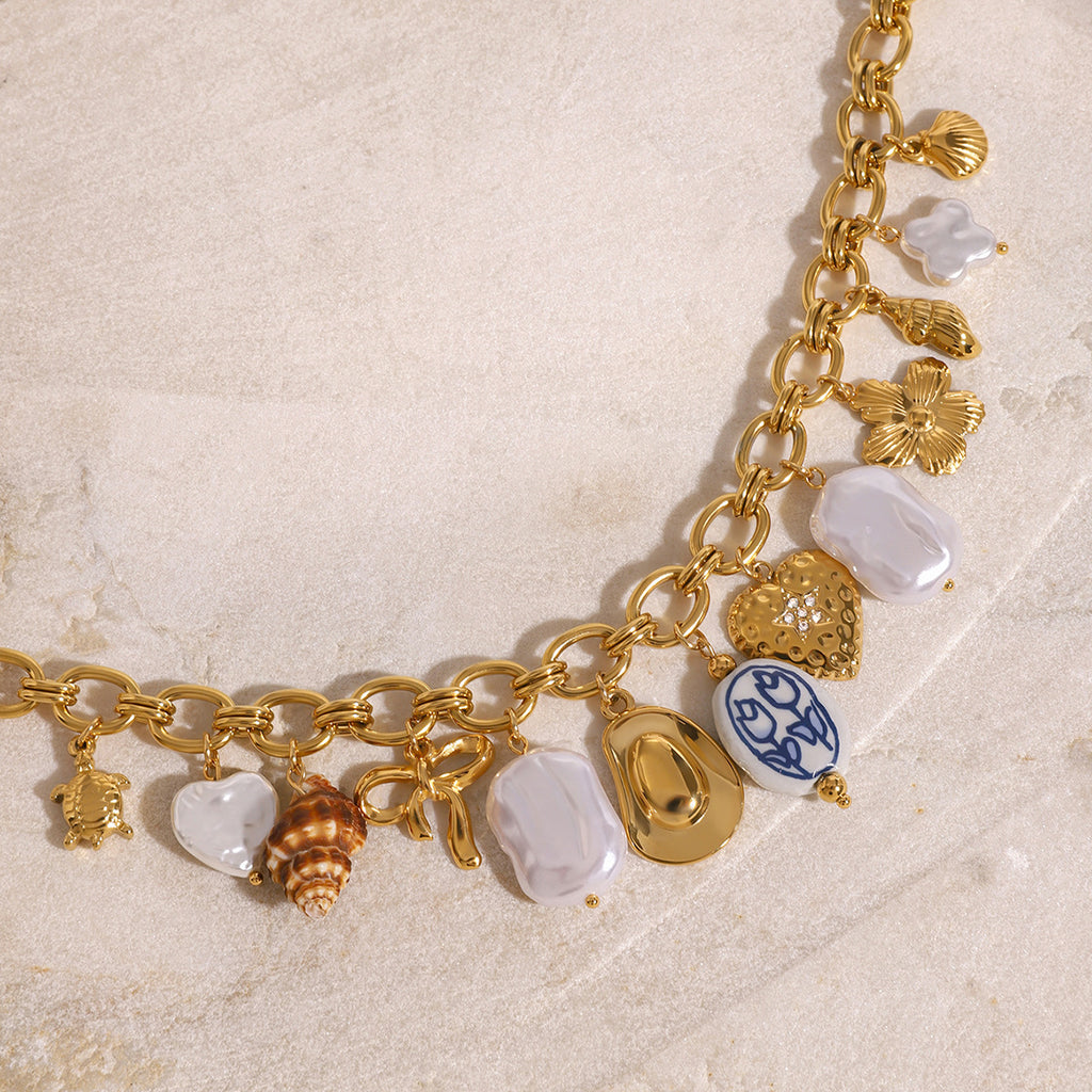 Gold-Tone Coastal Charm Stainless Steel Necklace — wholesale view 2