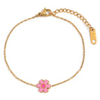 Full bracelet showing centered flower and lobster clasp