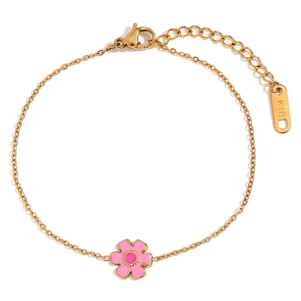 Full bracelet showing centered flower and lobster clasp