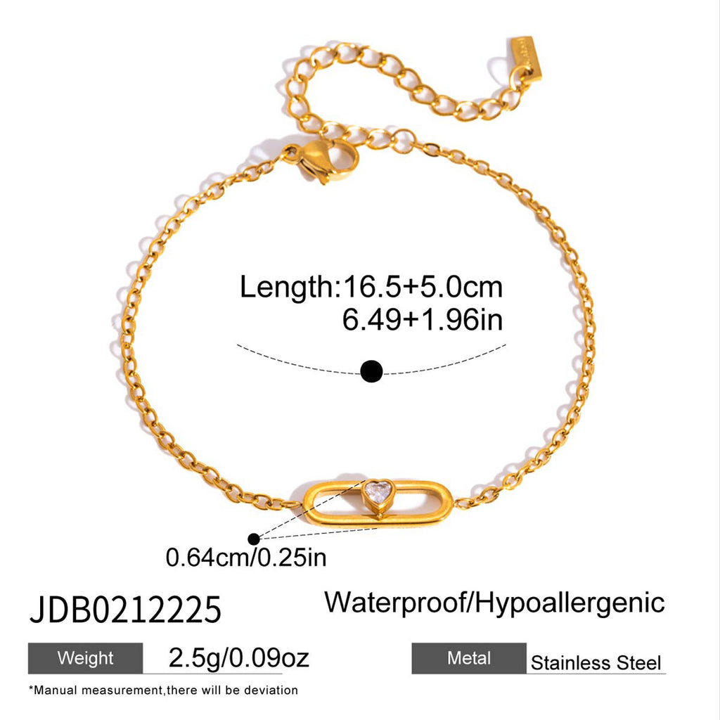 Oval-center bracelet with clear accent and extender