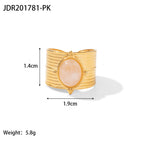 Lined wide band with a pale pink oval accent